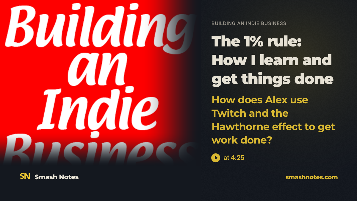 How Does Alex Use Twitch and the Hawthorne Effect to Get Work Done? · Building an Indie Business